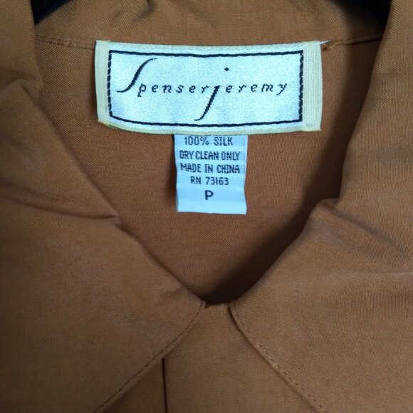Spenser Jeremy Silk Long-Sleeve Gold Camp Shirt Blouse Size P - Picture 7 of 7